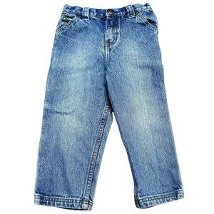 John Deere JeansBoys 4T Medium Wash Elastic Waist Button Fly Carpenter
